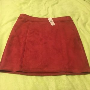 Red suede skirt sz 12P